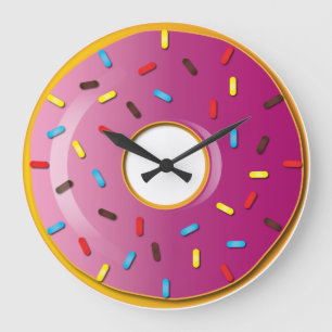 Strawberry Glazed Doughnut Large Clock