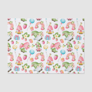 Strawberry Gnome Garden Little Girl's Birthday Tissue Paper