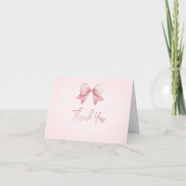 Strawberry,Goose,Bow Frame Dots Baby Shower Thank Thank You Card (Front)
