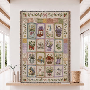 Strawberry Goose Quilt Woven Throw Blanket