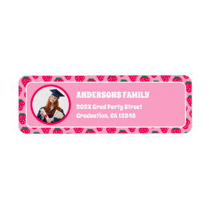 Strawberry Graduate Photo Return Address Label