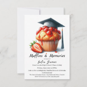 Strawberry Graduation Cupcake Brunch Celebration Invitation