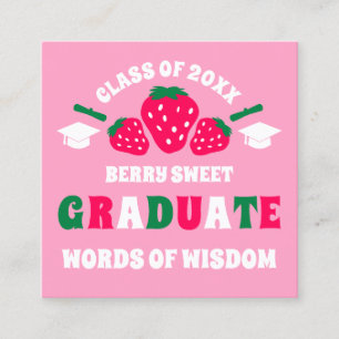 Strawberry Graduation Words Of Wisdom Guest Advice Calling Card