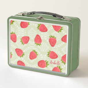 Strawberry Green Metal Lunch Box