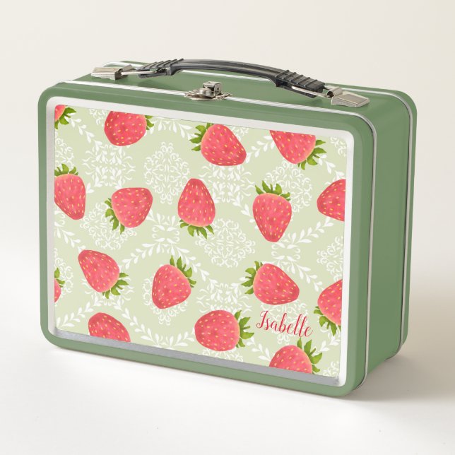 Strawberry Green Metal Lunch Box (Front)