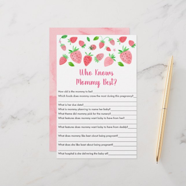 Strawberry Greenery Who Knows Mummy Best Game (Front/Back In Situ)