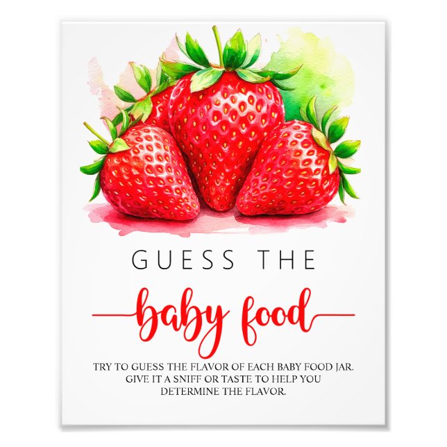 Strawberry Guess the Baby Food Sign (Front)