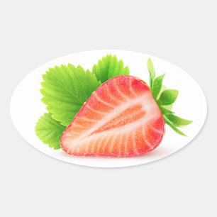 Strawberry half oval sticker