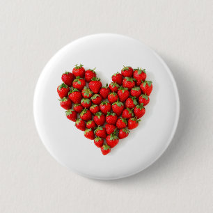 Strawberry Heart 6 Cm Round Badge