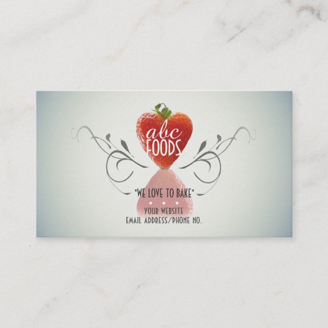 Strawberry Heart (Baking/Cooking/Cake Decoration) Business Card (Front)