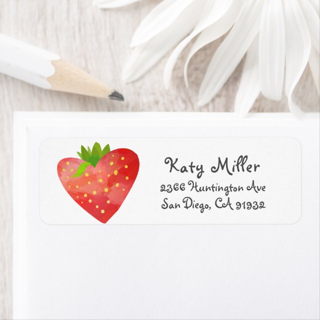 Strawberry Heart Girls Address Label (Insitu)