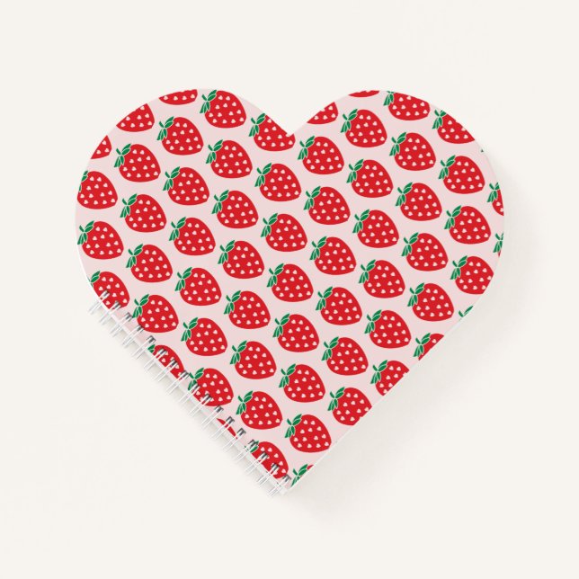 Strawberry Hearts Berry Sweet Pink Notebook (Front)