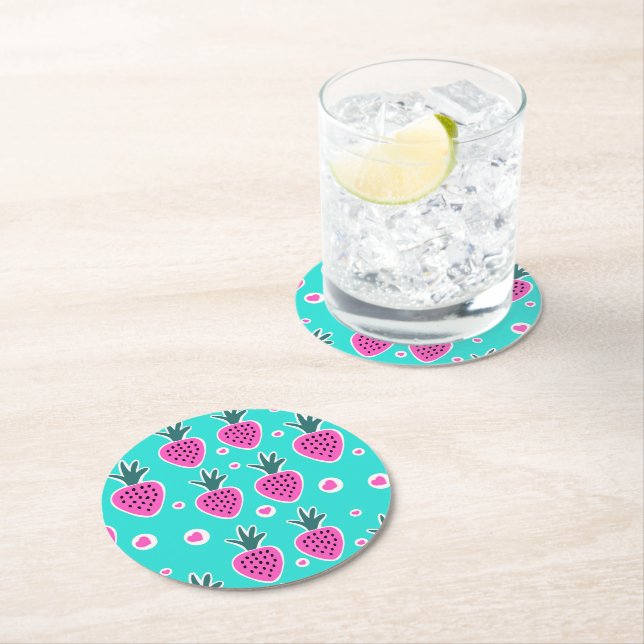 Strawberry Hearts Paper Coaster (Insitu)