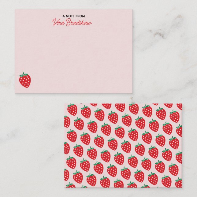 Strawberry Hearts Pink Coquette Personalised  Card (Front/Back)