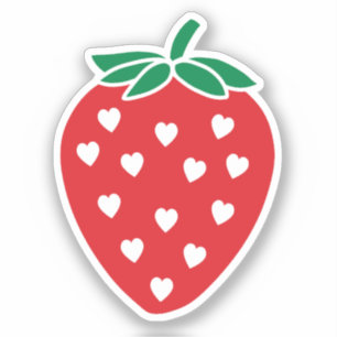 Strawberry Hearts Vinyl Cut Sticker