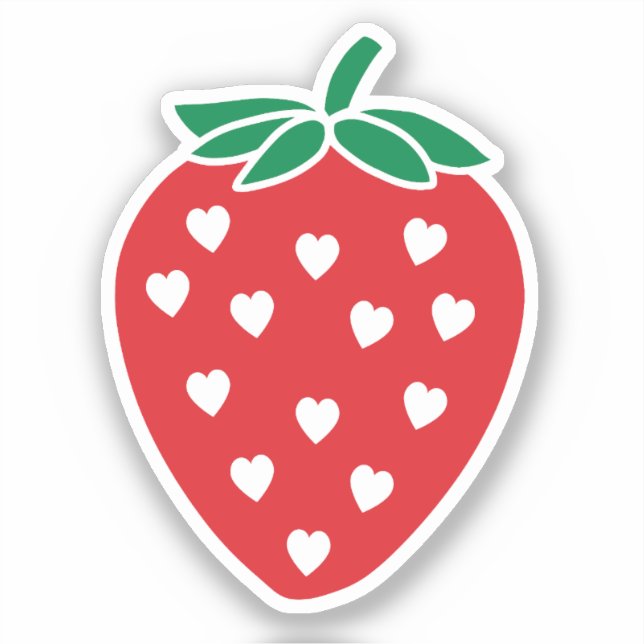 Strawberry Hearts Vinyl Cut Sticker (Front)