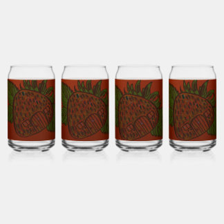 Strawberry Home Sweet Home Can Glass