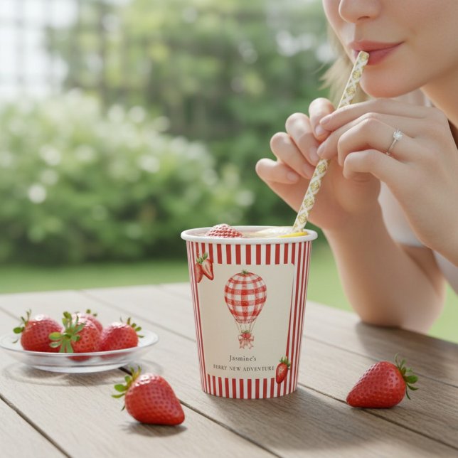 Strawberry Hot Air Balloon Baby Shower Paper Paper Cups (Creator Uploaded)