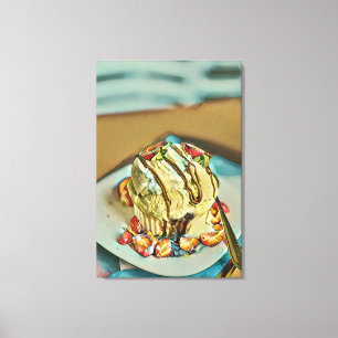 Strawberry ice cream cake canvas print