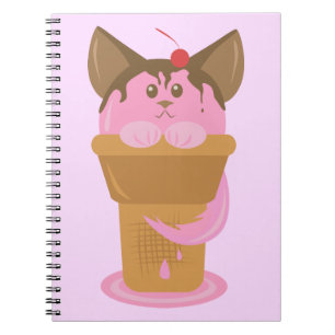 Strawberry Ice Cream Cat Notebook