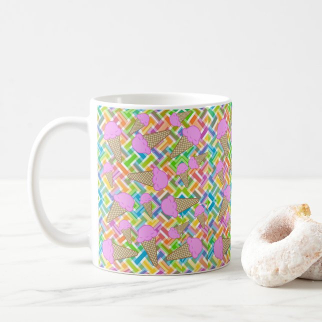 Strawberry Ice Cream Chevron Mug (With Donut)