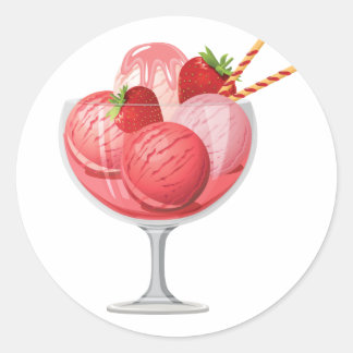Strawberry Ice Cream Classic Round Sticker