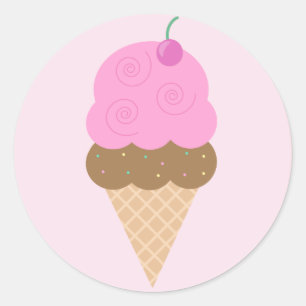 Strawberry Ice Cream Cone Classic Round Sticker