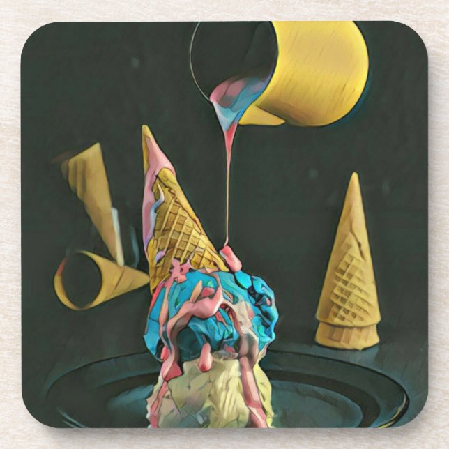 Strawberry ice cream cone coaster (Front)