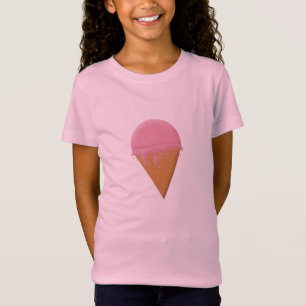 Strawberry Ice Cream Cone Girls Pink T-Shirt