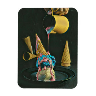 Strawberry ice cream cone magnet