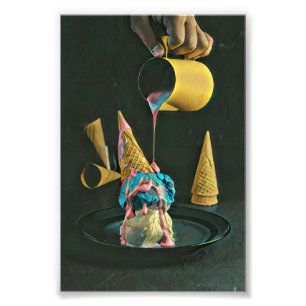 Strawberry ice cream cone photo print