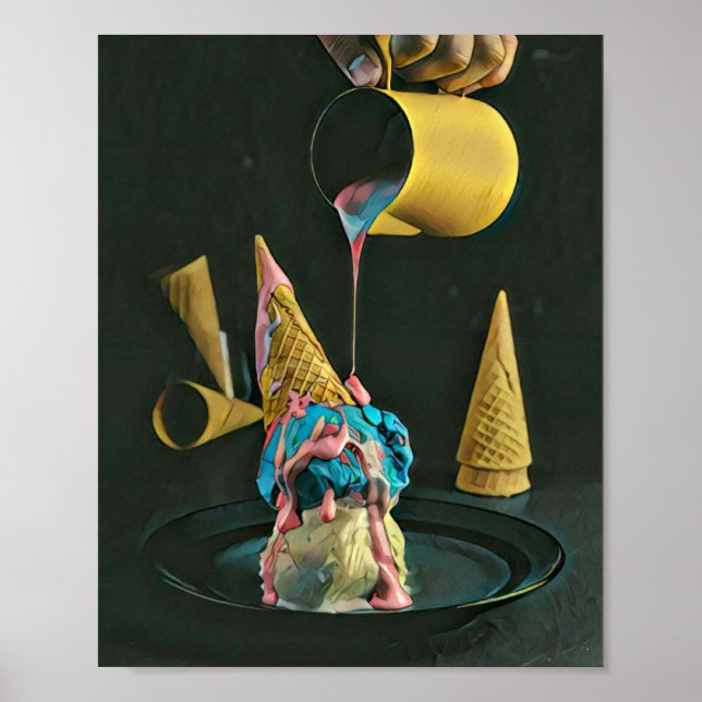 Strawberry ice cream cone poster (Front)