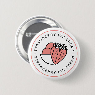 Strawberry ice cream flavour lovers cute aesthetic 6 cm round badge