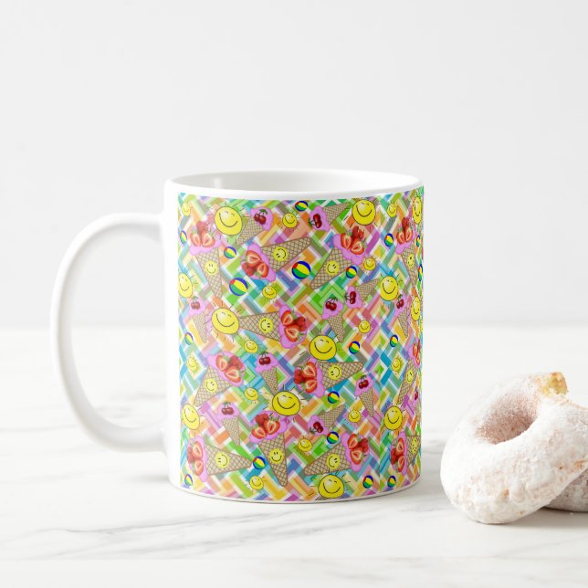 Strawberry Ice Cream Fruit Sun Chevron Mug (With Donut)