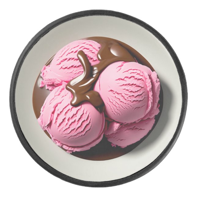 Strawberry Ice Cream Hockey Puck (Front)