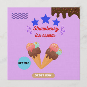 Strawberry ice cream 🍓 invitation