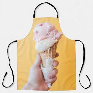 Strawberry ice cream on cone apron