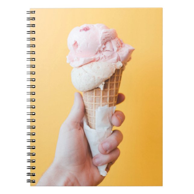 Strawberry ice cream on cone notebook (Front)
