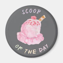 Strawberry ice cream scoop chalkboard look magnet