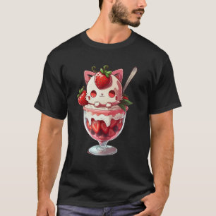Strawberry Ice Cream Sundae Kitten Gelato Berry Ca T-Shirt