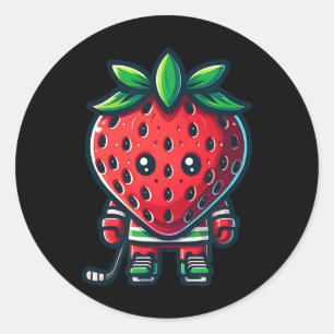 Strawberry Ice Hockey Cute Berry Player Classic Round Sticker