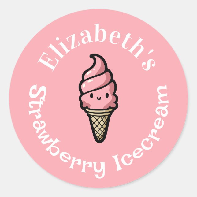 Strawberry Icecream Classic Round Sticker (Front)
