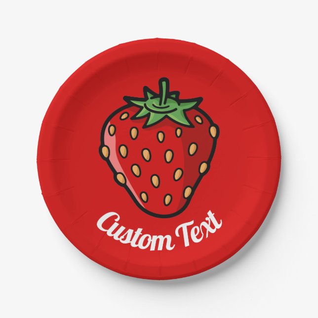 Strawberry Icon Paper Plate (Front)