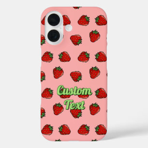 Strawberry Icon Pattern iPhone 16 Case