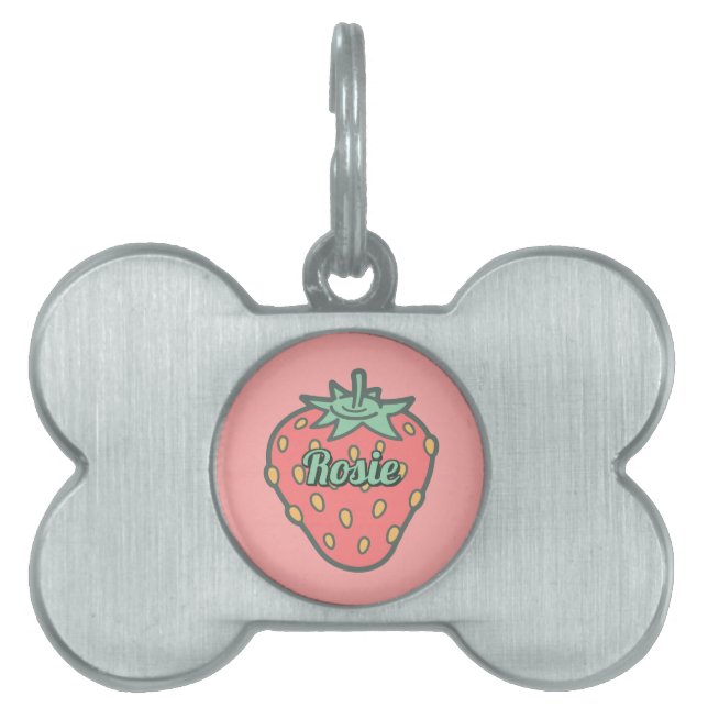 Strawberry Icon Pet Name Tag (Front)