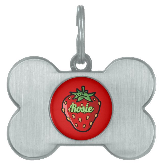 Strawberry Icon Pet Name Tag (Front)