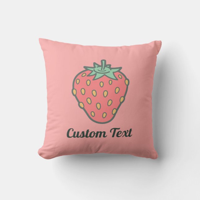 Strawberry Icon Throw Pillow (Front)