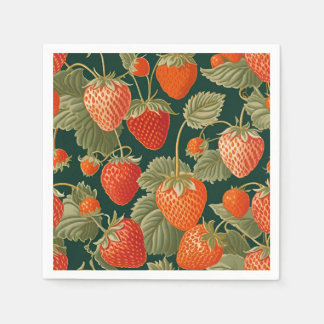 Strawberry Illustration Birthday Party Napkins