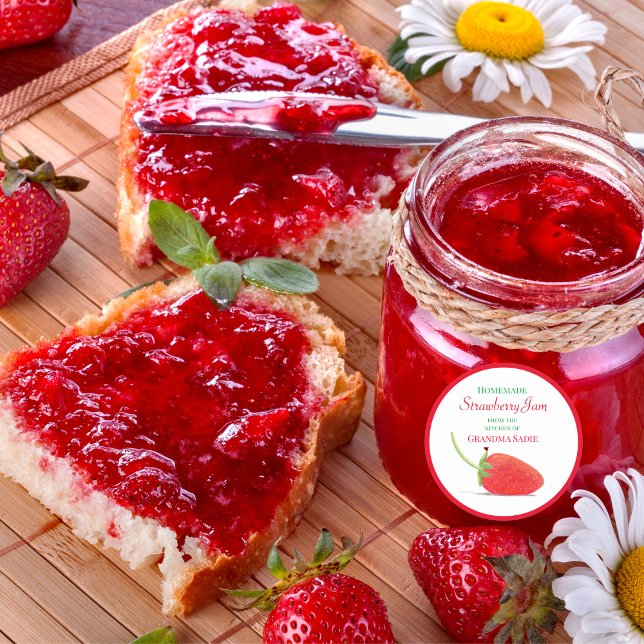 Strawberry Illustration Jam Classic Round Sticker (Creator Uploaded)