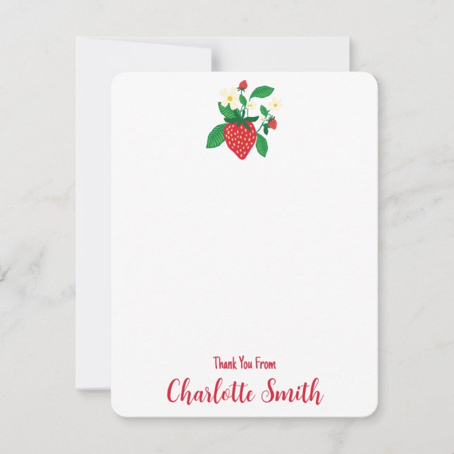 Strawberry Illustration Personalised Botanical Thank You Card (Front)